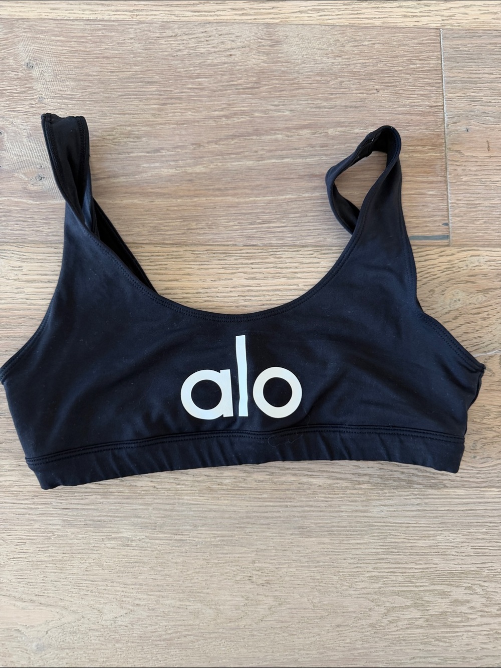 ALO Yoga Black Sports Bralette with White Logo